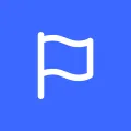 Whit flag icon on blue background.