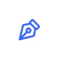Blue pen icon on white