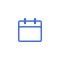 Blue calendar icon on white