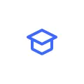 Blue mortar board icon on white 