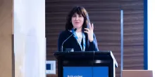 A photo of Sarah Wood presenting at the 2025 All Actuaries Summit