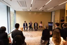 Group led conference of 4 people presenting