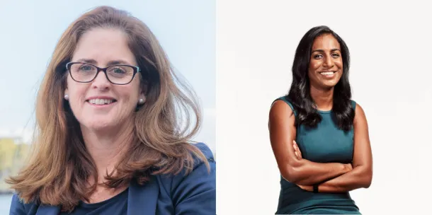 A headshot of Kate Lyons and Solai Valliappan