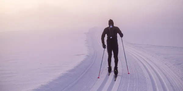 Skier forging own path in snow