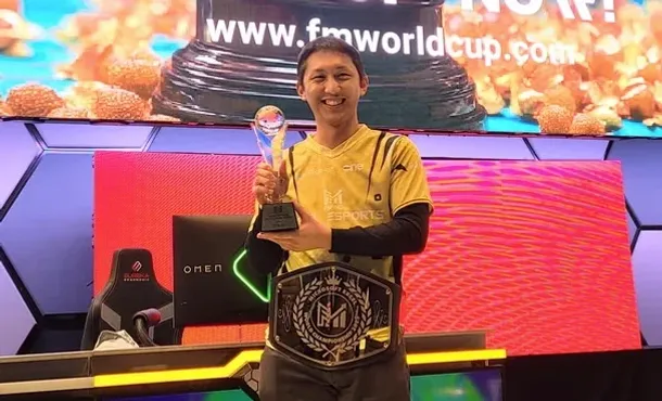 A photo of Andrew Ngai at the 2023 Microsoft Excel World Cup.