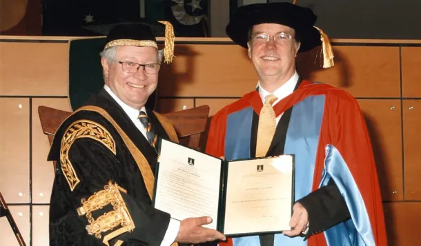 Tony Receiving Hon DBus Degree at Macquarie University in 2011.