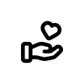 Hand holding heart icon