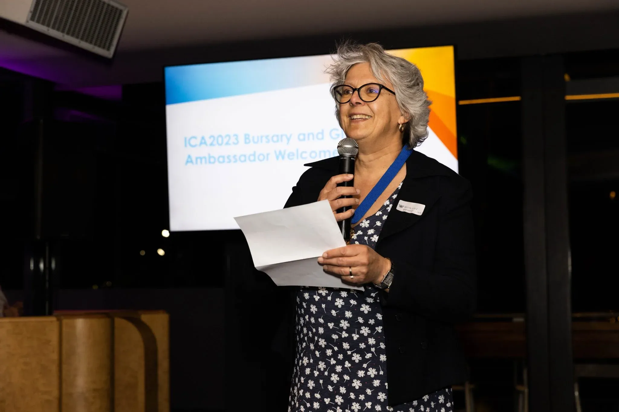 Micheline speaks at the Bursary and Global Ambassador Welcome at ICA2023 in Sydney