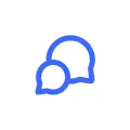 Blue icon of talking bubbles