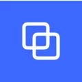 White icon of square links on a blue background