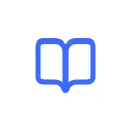 Blue icon of a book