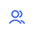 Blue icon of people connecting