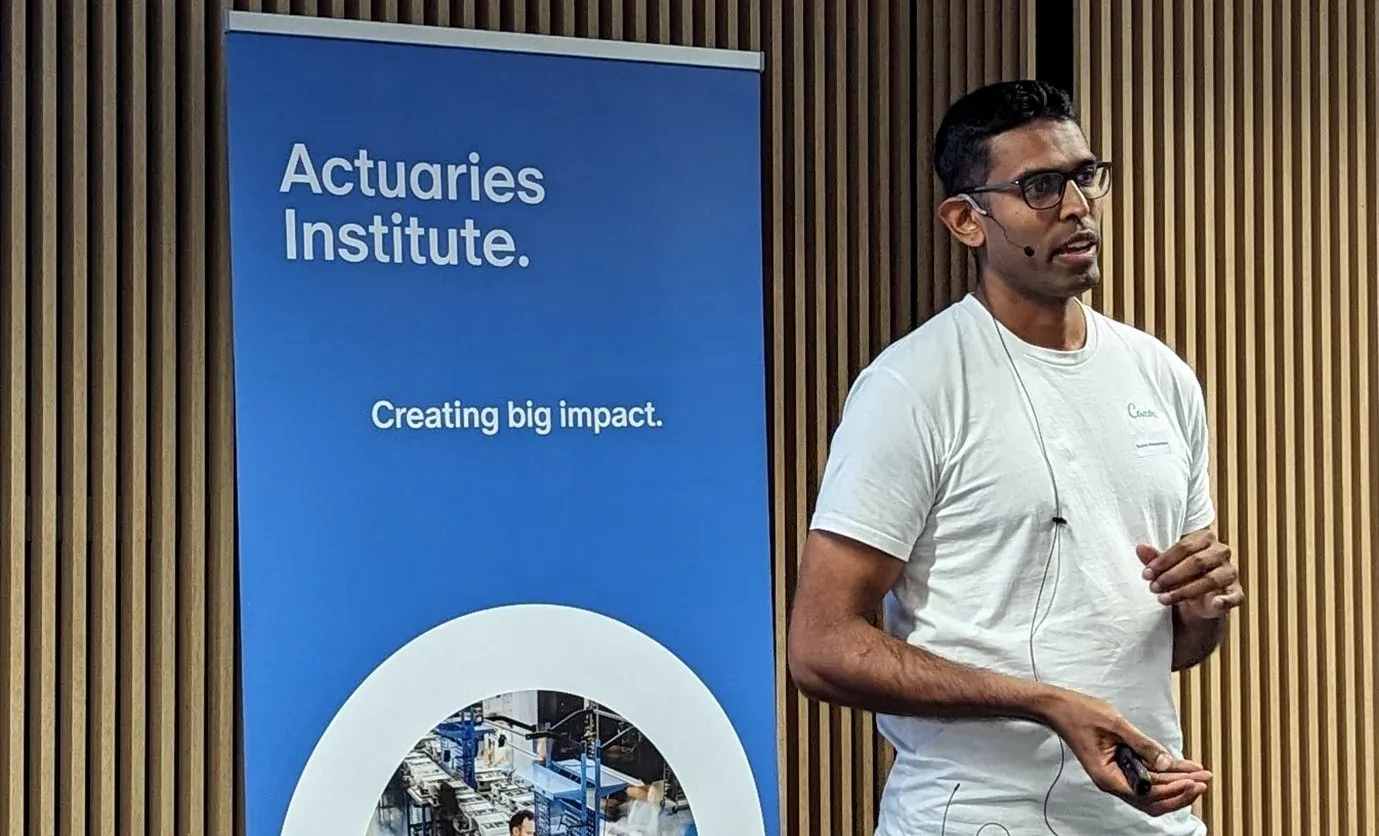 Sachin Abeywardana, PhD, Machine Learning Engineer at Canva beginning his presentation