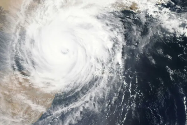 An overview of a cyclone forming of the coast of Australia