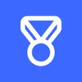 White medal icon on blue background representing industry leaders