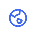 Blue icon showing a globe