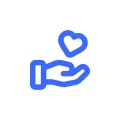 Blue icon showing hands to represent volunteering
