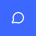 White speech bubble icon on blue