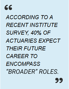 ACCORDING TO A RECENT INSTITUTE SURVEY, 40% OF ACTUARIES EXPECT THEIR FUTURE CAREER TO ENCOMPASS 'NON-TRADITIONAL' ROLES. 